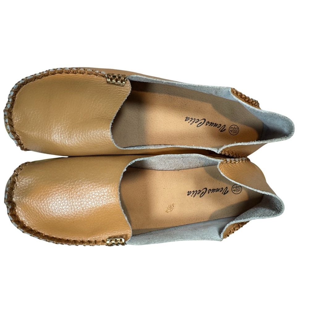 Venus Celia Camel Leather Moccasins Soft Sole Comfort Tan Loafers US 10.5 EU 43 - Picture 6 of 8